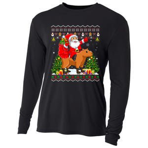 Capybara Xmas Pajamas Ugly Santa Riding Capybara Christmas Cooling Performance Long Sleeve Crew