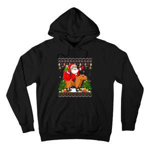 Capybara Xmas Pajamas Ugly Santa Riding Capybara Christmas Tall Hoodie