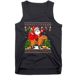 Capybara Xmas Pajamas Ugly Santa Riding Capybara Christmas Tank Top