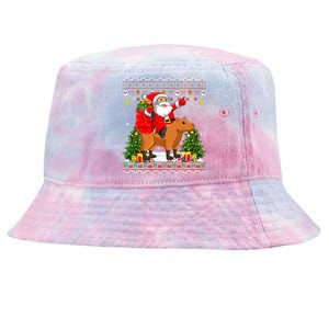 Capybara Xmas Pajamas Ugly Santa Riding Capybara Christmas Tie-Dyed Bucket Hat