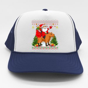 Capybara Xmas Pajamas Ugly Santa Riding Capybara Christmas Trucker Hat