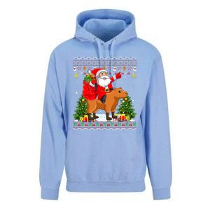 Capybara Xmas Pajamas Ugly Santa Riding Capybara Christmas Unisex Surf Hoodie