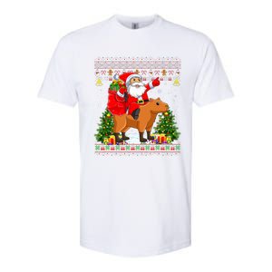 Capybara Xmas Pajamas Ugly Santa Riding Capybara Christmas Softstyle CVC T-Shirt