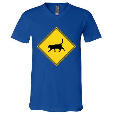 Cat Xing Sign Graphic Crossing Symbol Great Gift V-Neck T-Shirt