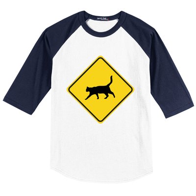 Cat Xing Sign Graphic Crossing Symbol Great Gift Baseball Sleeve Shirt