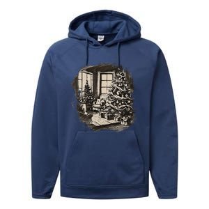 Christmas Xmas Sketch Pic Tree Presents Gifts Performance Fleece Hoodie