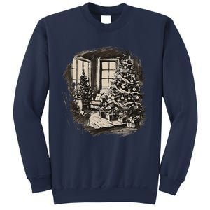 Christmas Xmas Sketch Pic Tree Presents Gifts Sweatshirt