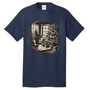 Christmas Xmas Sketch Pic Tree Presents Gifts Tall T-Shirt