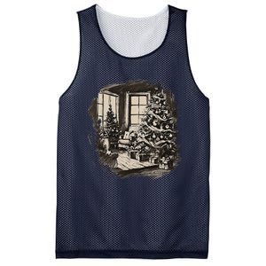 Christmas Xmas Sketch Pic Tree Presents Gifts Mesh Reversible Basketball Jersey Tank