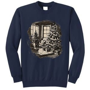 Christmas Xmas Sketch Pic Tree Presents Gifts Tall Sweatshirt