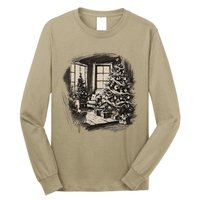 Christmas Xmas Sketch Pic Tree Presents Gifts Long Sleeve Shirt