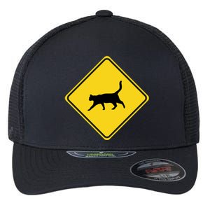 Cat Xing Sign Graphic Crossing Symbol Great Gift Great Gift Flexfit Unipanel Trucker Cap