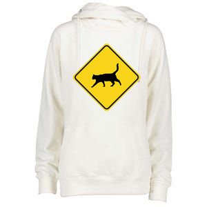 Cat Xing Sign Graphic Crossing Symbol Great Gift Great Gift Womens Funnel Neck Pullover Hood