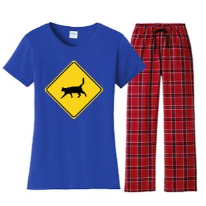 Cat Xing Sign Graphic Crossing Symbol Great Gift Great Gift Women's Flannel Pajama Set