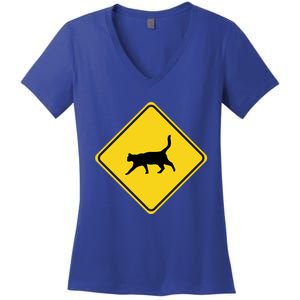 Cat Xing Sign Graphic Crossing Symbol Great Gift Great Gift Women's V-Neck T-Shirt