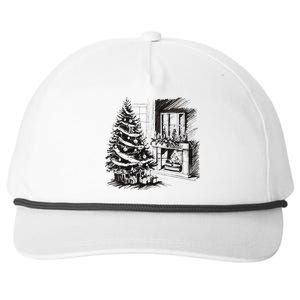 Christmas Xmas Sketch Pic Tree Presents Gifts Snapback Five-Panel Rope Hat