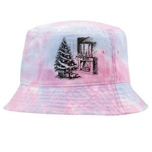 Christmas Xmas Sketch Pic Tree Presents Gifts Tie-Dyed Bucket Hat