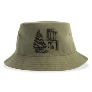 Christmas Xmas Sketch Pic Tree Presents Gifts Sustainable Bucket Hat