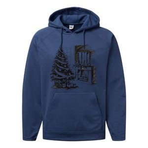 Christmas Xmas Sketch Pic Tree Presents Gifts Performance Fleece Hoodie