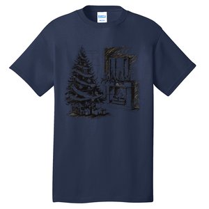 Christmas Xmas Sketch Pic Tree Presents Gifts Tall T-Shirt