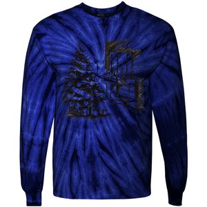 Christmas Xmas Sketch Pic Tree Presents Gifts Tie-Dye Long Sleeve Shirt