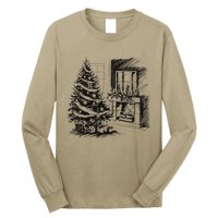 Christmas Xmas Sketch Pic Tree Presents Gifts Long Sleeve Shirt