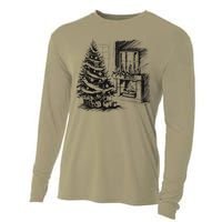 Christmas Xmas Sketch Pic Tree Presents Gifts Cooling Performance Long Sleeve Crew