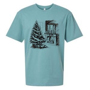 Christmas Xmas Sketch Pic Tree Presents Gifts Sueded Cloud Jersey T-Shirt