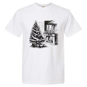 Christmas Xmas Sketch Pic Tree Presents Gifts Garment-Dyed Heavyweight T-Shirt