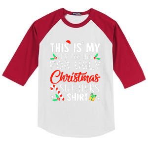 Cute Xmas This Is My Its Too Hot For Ugly Christmas Sweaters Gift Kids Colorblock Raglan Jersey