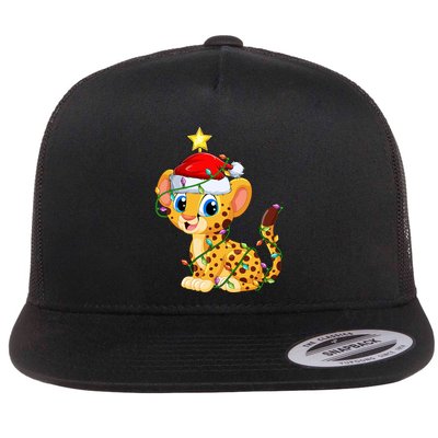 Cheetah Xmas Tree Lighting Santa Cheetah Christmas Gift Flatbill Hat