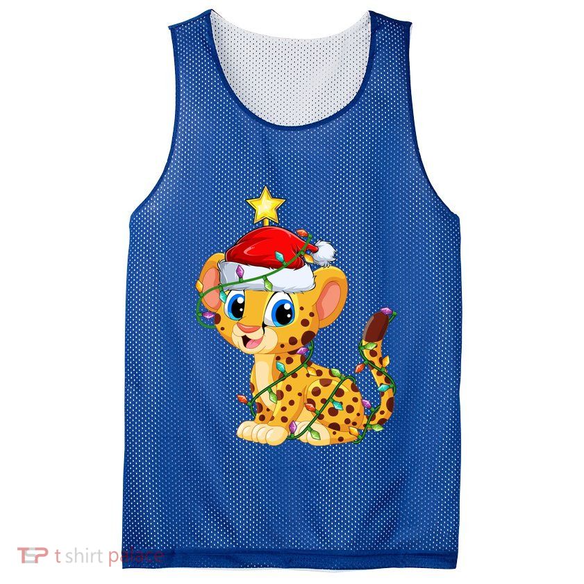 Cheetah Xmas Tree Lighting Santa Cheetah Christmas Gift Mesh Reversible Basketball Jersey Tank