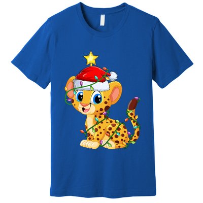Cheetah Xmas Tree Lighting Santa Cheetah Christmas Gift Premium T-Shirt