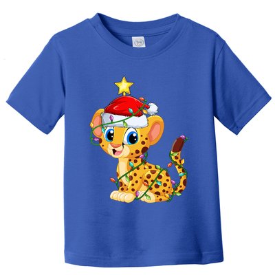 Cheetah Xmas Tree Lighting Santa Cheetah Christmas Gift Toddler T-Shirt