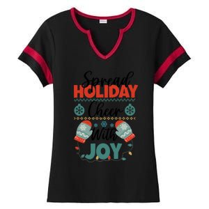 Christmas Xmas Time Spread Holiday Cheer With Joy Gift Ladies Halftime Notch Neck Tee