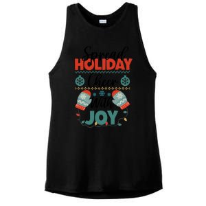 Christmas Xmas Time Spread Holiday Cheer With Joy Gift Ladies PosiCharge Tri-Blend Wicking Tank