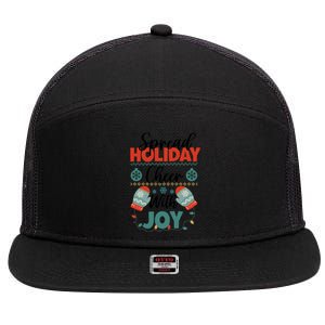 Christmas Xmas Time Spread Holiday Cheer With Joy Gift 7 Panel Mesh Trucker Snapback Hat