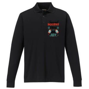 Christmas Xmas Time Spread Holiday Cheer With Joy Gift Performance Long Sleeve Polo