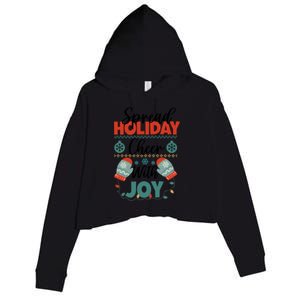 Christmas Xmas Time Spread Holiday Cheer With Joy Gift Crop Fleece Hoodie