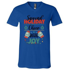 Christmas Xmas Time Spread Holiday Cheer With Joy Gift V-Neck T-Shirt