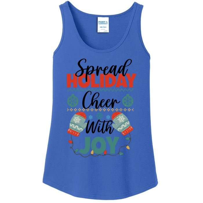 Christmas Xmas Time Spread Holiday Cheer With Joy Gift Ladies Essential Tank