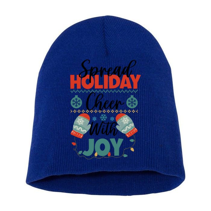 Christmas Xmas Time Spread Holiday Cheer With Joy Gift Short Acrylic Beanie