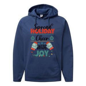 Christmas Xmas Time Spread Holiday Cheer With Joy Gift Performance Fleece Hoodie