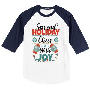 Christmas Xmas Time Spread Holiday Cheer With Joy Gift Baseball Sleeve Shirt