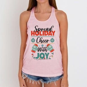 Christmas Xmas Time Spread Holiday Cheer With Joy Gift Women's Knotted Racerback Tank