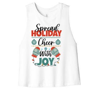 Christmas Xmas Time Spread Holiday Cheer With Joy Gift Women's Racerback Cropped Tank