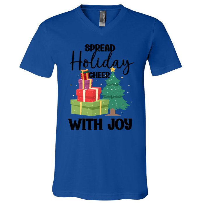 Christmas Xmas Time Spread Holiday Cheer With Joy Gift V-Neck T-Shirt