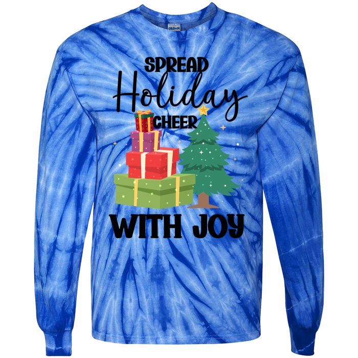 Christmas Xmas Time Spread Holiday Cheer With Joy Gift Tie-Dye Long Sleeve Shirt