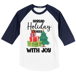 Christmas Xmas Time Spread Holiday Cheer With Joy Gift Baseball Sleeve Shirt