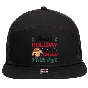 Christmas Xmas Time Spread Holiday Cheer With Joy Gift 7 Panel Mesh Trucker Snapback Hat